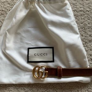 Gucci leather belt with double g buckle